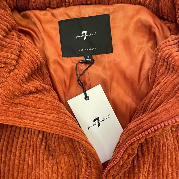 NWT 7 for All Mankind Corduroy Cropped Puffer Jacket Size S - Picture 11 of 16